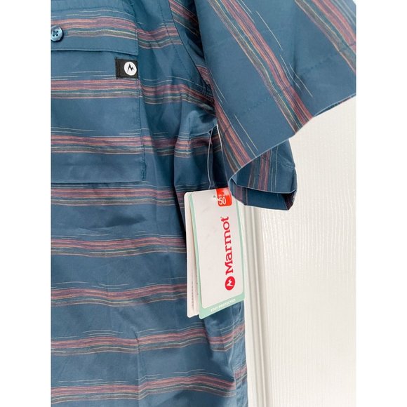 NWT Marmot Beacon Hill Short-Sleeve Woven Shirt - Denim - Picture 7 of 9